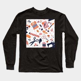 Sewing pattern with oak leaves. Long Sleeve T-Shirt